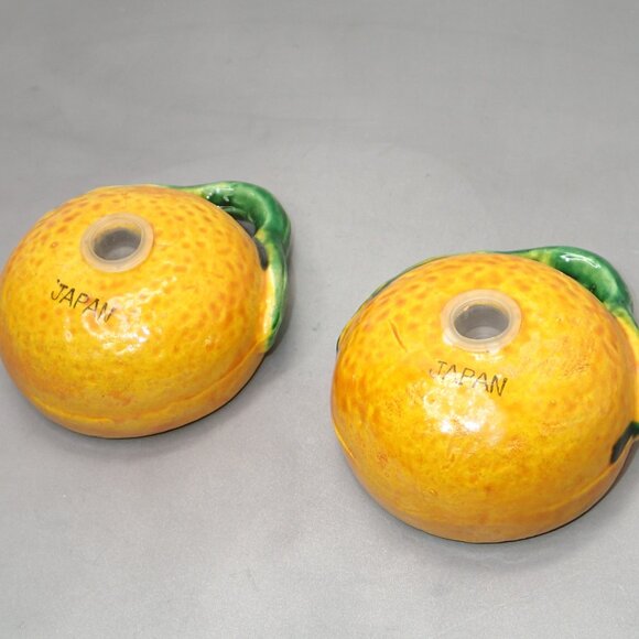 Vintage 1960's Small Lemons Porcelain Salt and Pepper Shakers Lemons Oranges - Picture 5 of 12